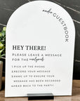 Acrylic wedding sign for audio guestbook table setup
