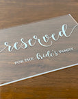 Reserved Wedding Table Sign