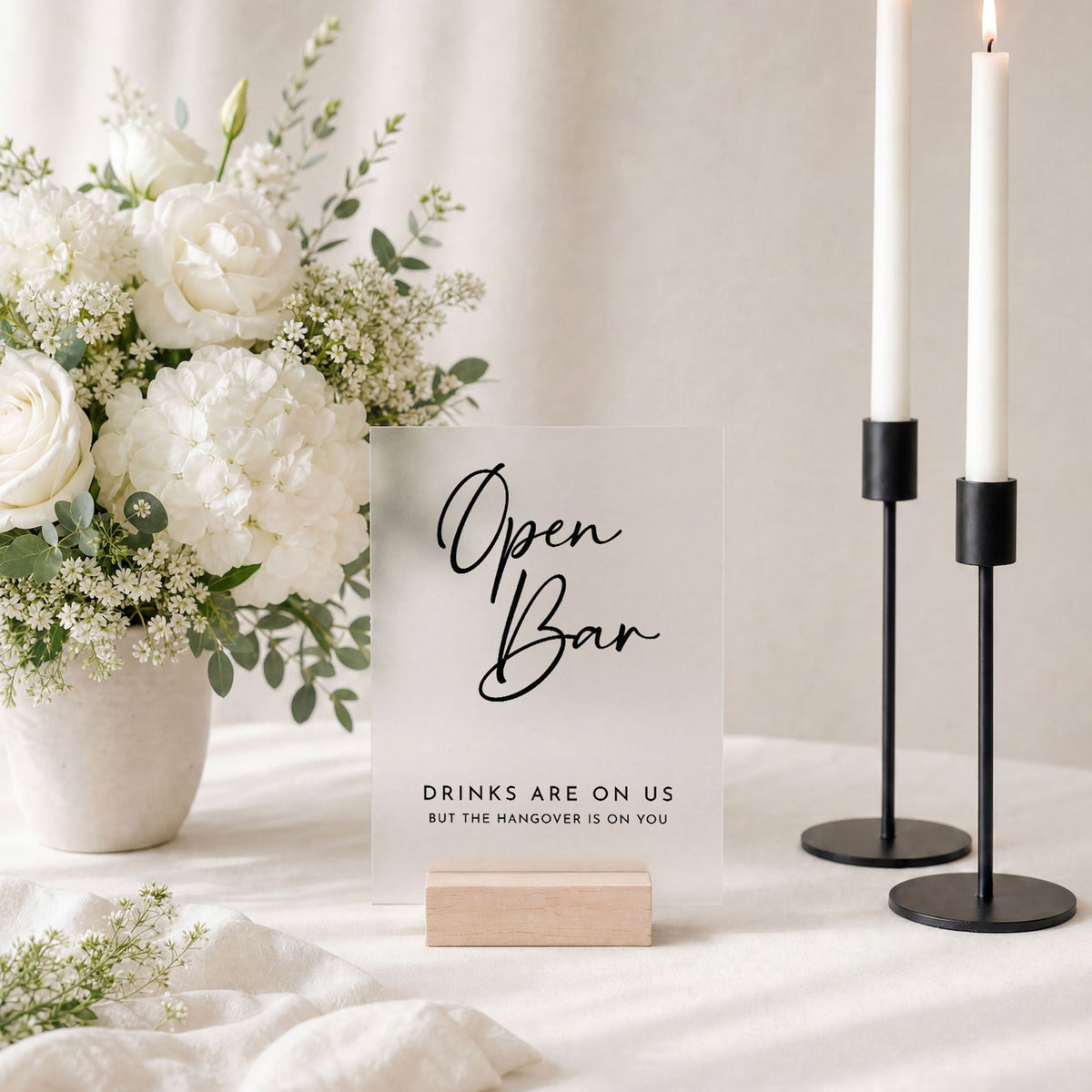 Open Bar Sign | Acrylic Wedding Bar Decor