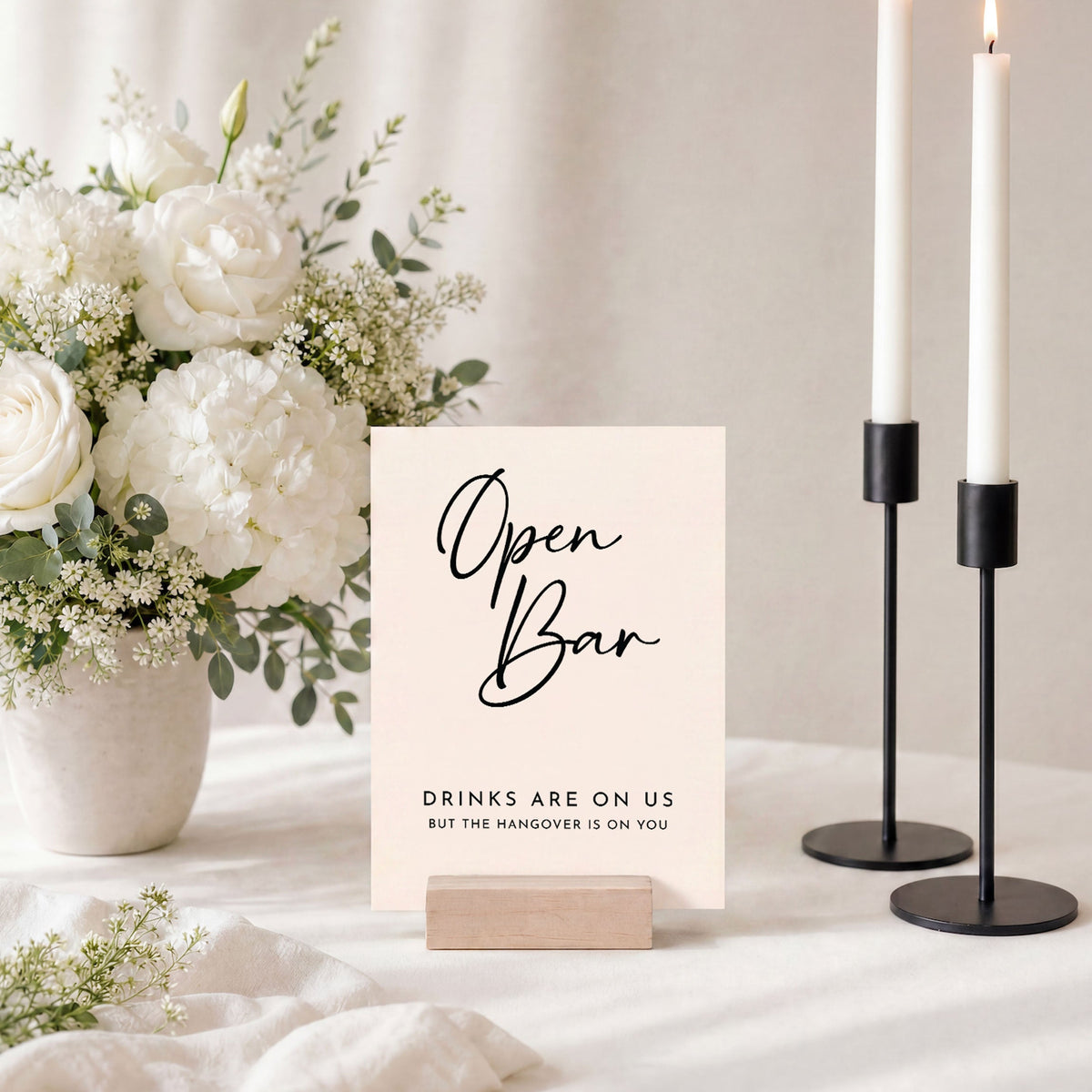 Open Bar Sign | Acrylic Wedding Bar Decor