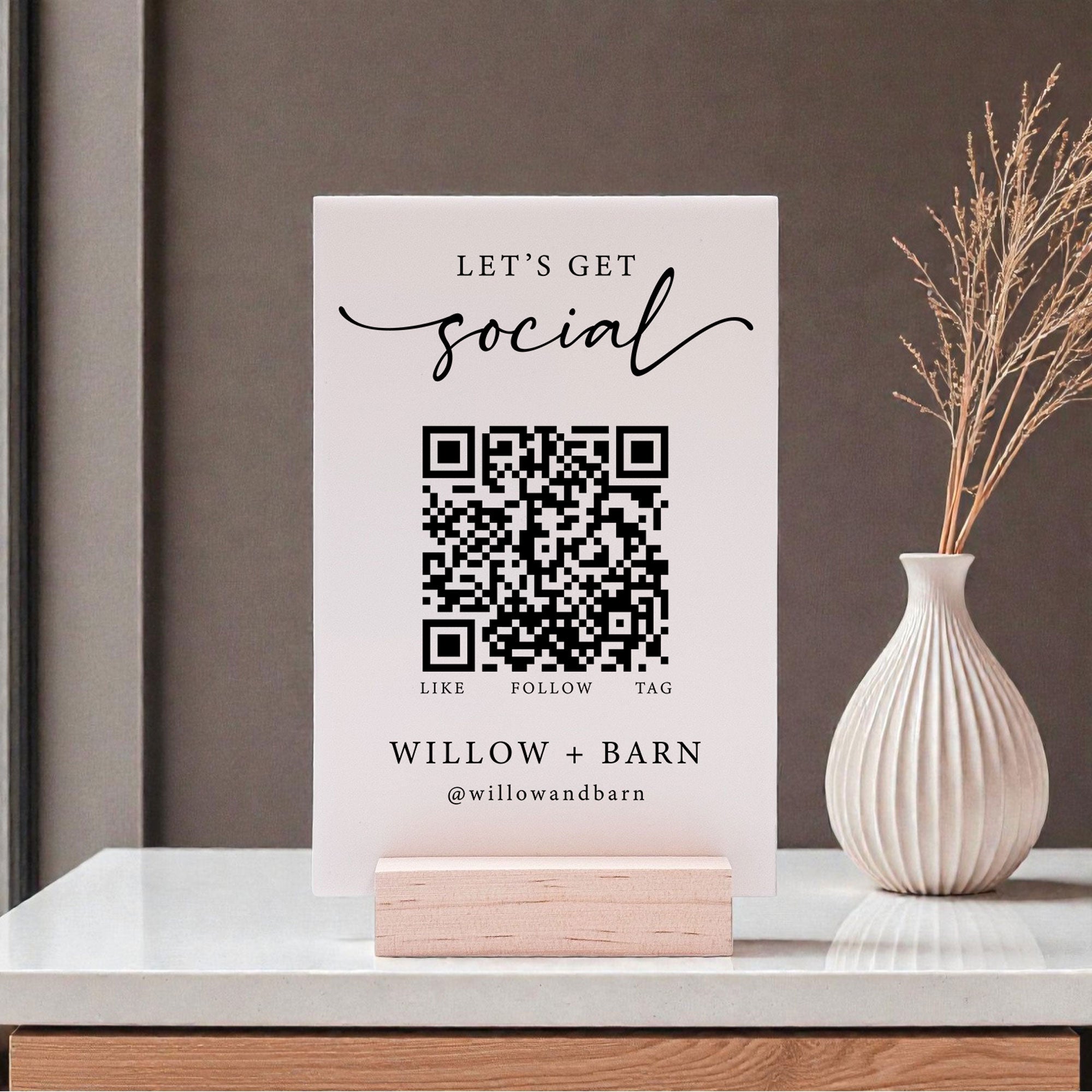 Custom acrylic QR code sign for small business Social Media