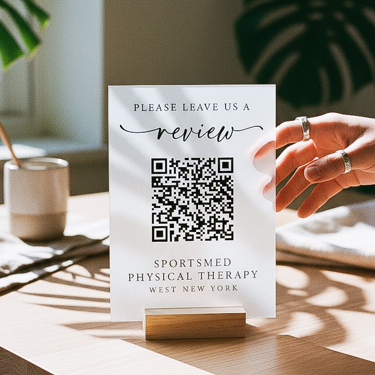 Custom QR code review sign for Google and Yelp