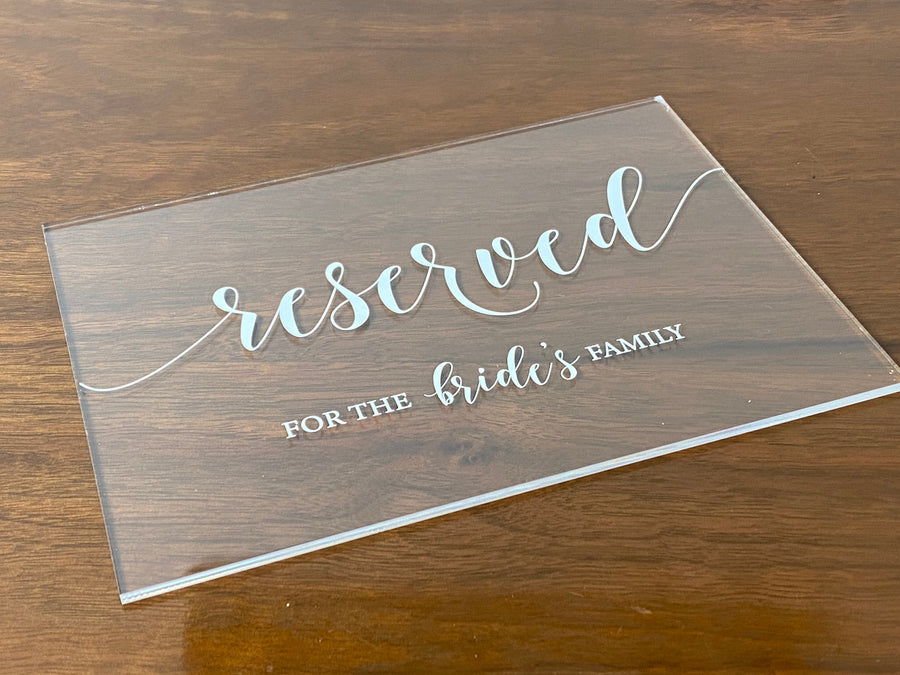Reserved Wedding Table Sign