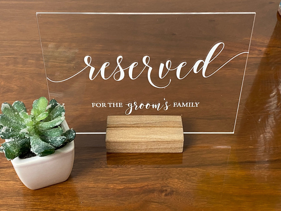 Reserved Wedding Table Sign