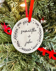 Personalized Couple Christmas Wreath Ornament Keepsake - Willow + Barn