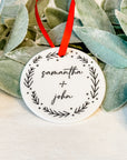 Personalized Couple Christmas Wreath Ornament Keepsake - Willow + Barn