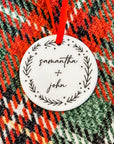 Personalized Couple Christmas Wreath Ornament Keepsake - Willow + Barn
