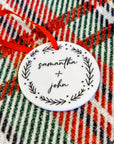 Personalized Couple Christmas Wreath Ornament Keepsake - Willow + Barn